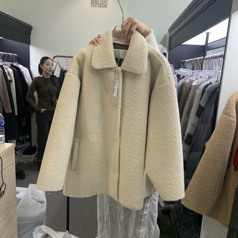 MORE THAN YESTERDAY/LOVE YOU SO MUCH韓國代購㊣女士新款職業短款大衣羊毛皮LYSM/MORE THAN YESTERDAY短款大衣圖色1