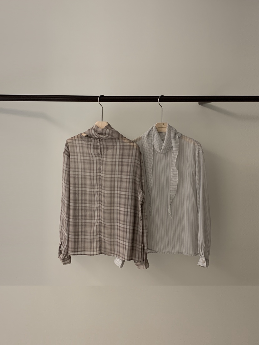 ANDYOUBROWN韓國直郵㊣女裝新款25秋冬推薦真品襯衫蕾絲衫格子ANDYOUBROWN襯衫/蕾絲衫