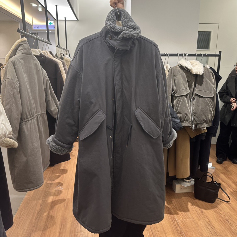 JADEMARKET韓國直郵㊣女裝新款時尚真品職業中長款大衣夾棉JADE MARKET中長款大衣圖色2墨色