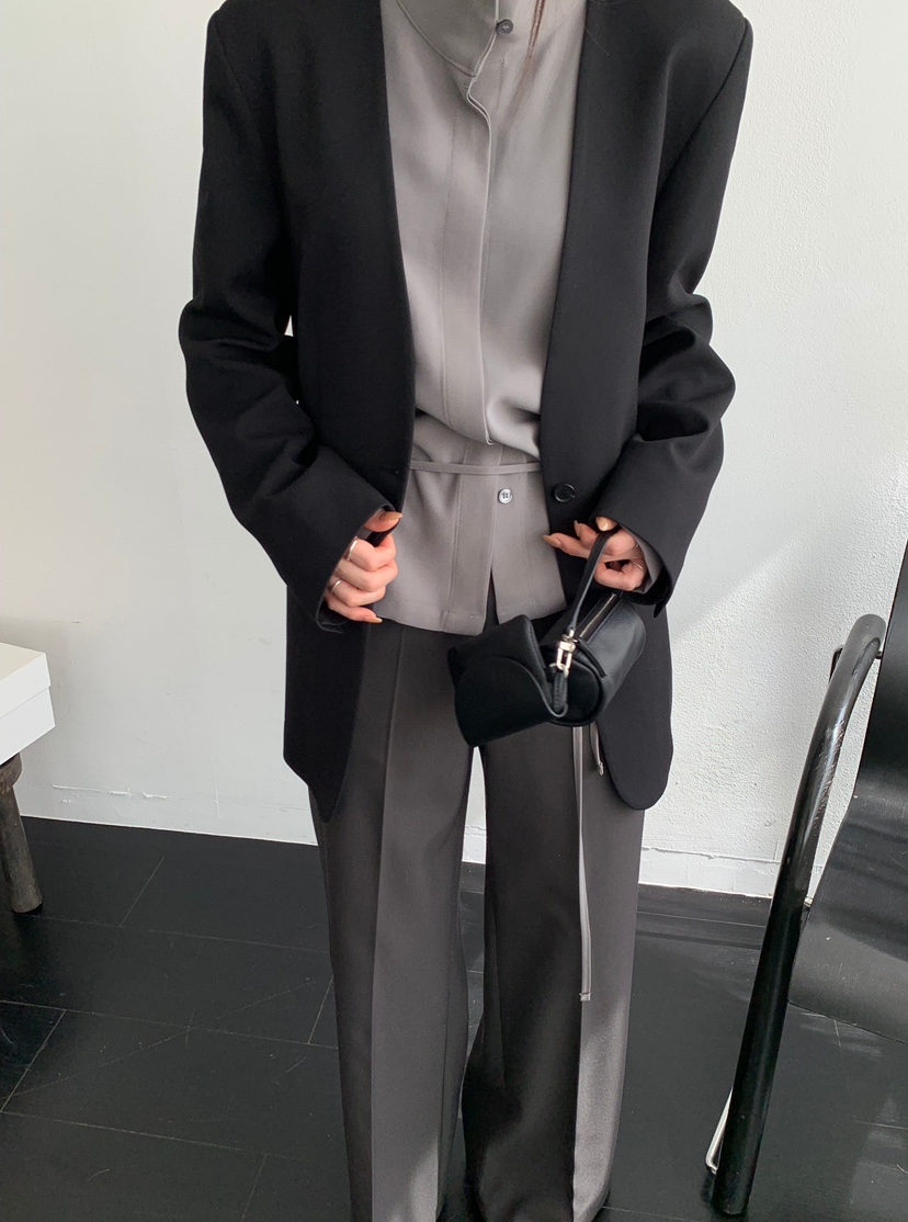 aube nunt東大門㊣代購女士新款休閑25秋冬襯衫蕾絲衫含腰繩aube nunt襯衫/蕾絲衫