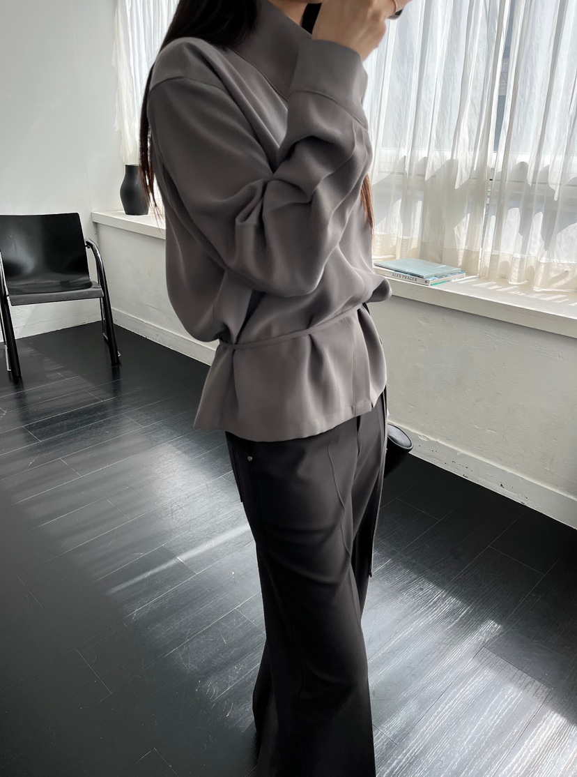 aube nunt東大門㊣代購女士新款休閑25秋冬襯衫蕾絲衫含腰繩aube nunt襯衫/蕾絲衫