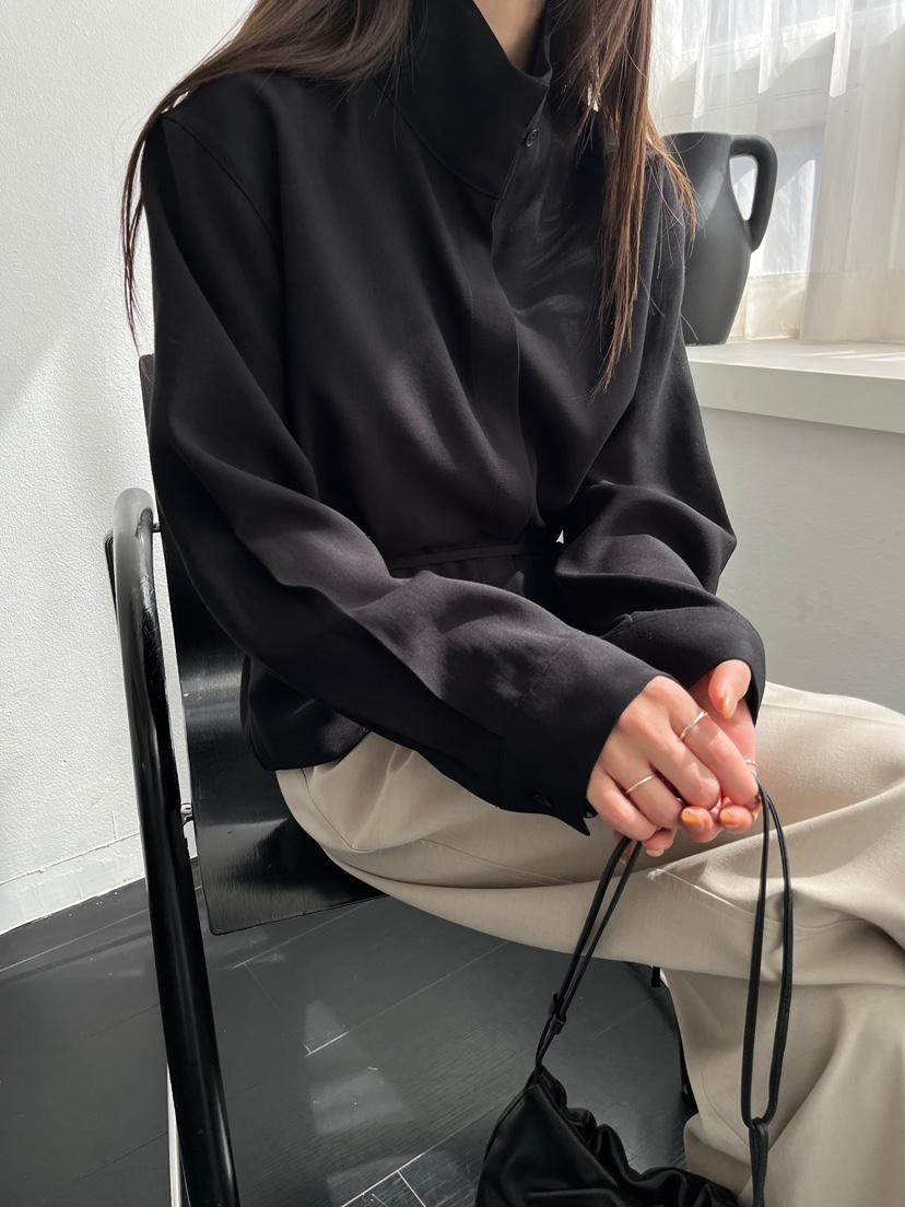 aube nunt東大門㊣代購女士新款休閑25秋冬襯衫蕾絲衫含腰繩aube nunt襯衫/蕾絲衫