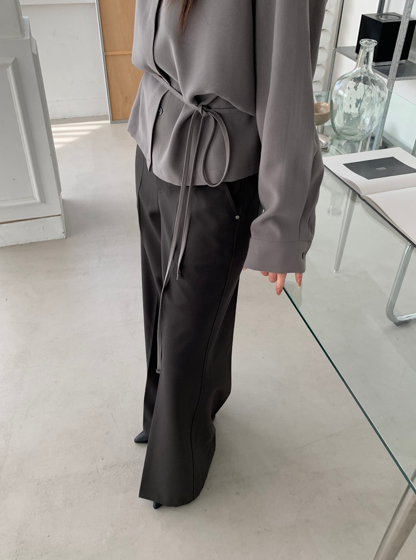 aube nunt東大門㊣代購女士新款休閑25秋冬襯衫蕾絲衫含腰繩aube nunt襯衫/蕾絲衫