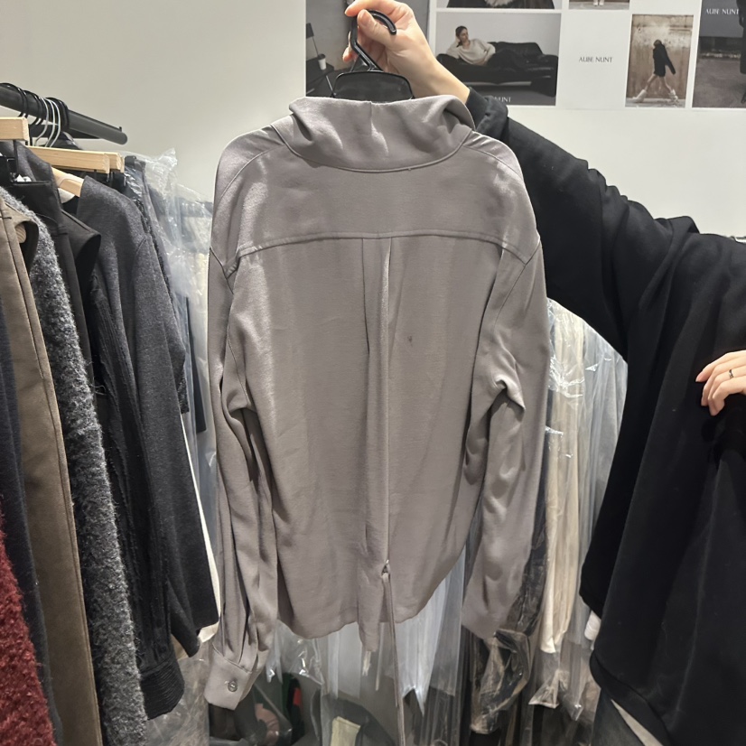 aube nunt東大門㊣代購女士新款休閑25秋冬襯衫蕾絲衫含腰繩aube nunt襯衫/蕾絲衫