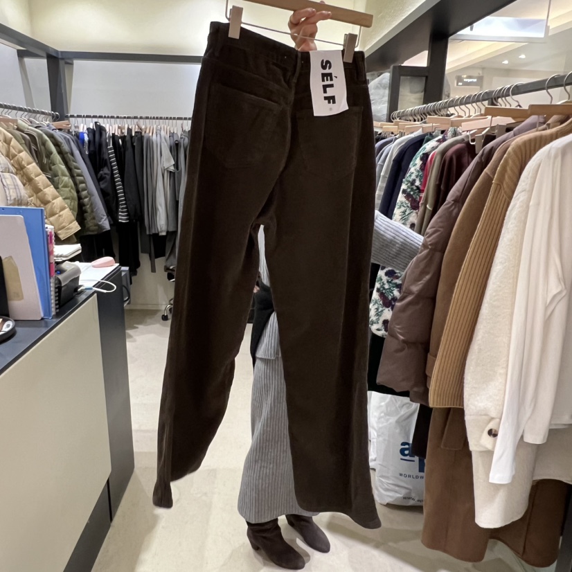 SELF SERVICE韓國代購㊣女裝新款職業25秋冬推薦休閑褲燈芯絨SELF SERVICE休閑褲