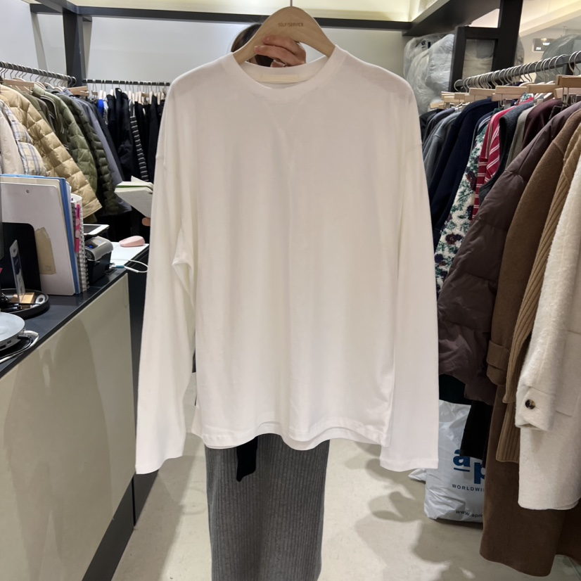 SELF SERVICE韓國代購㊣女裝新品時尚熱賣推薦休閑長袖T恤SELF SERVICE長袖T恤圖色1