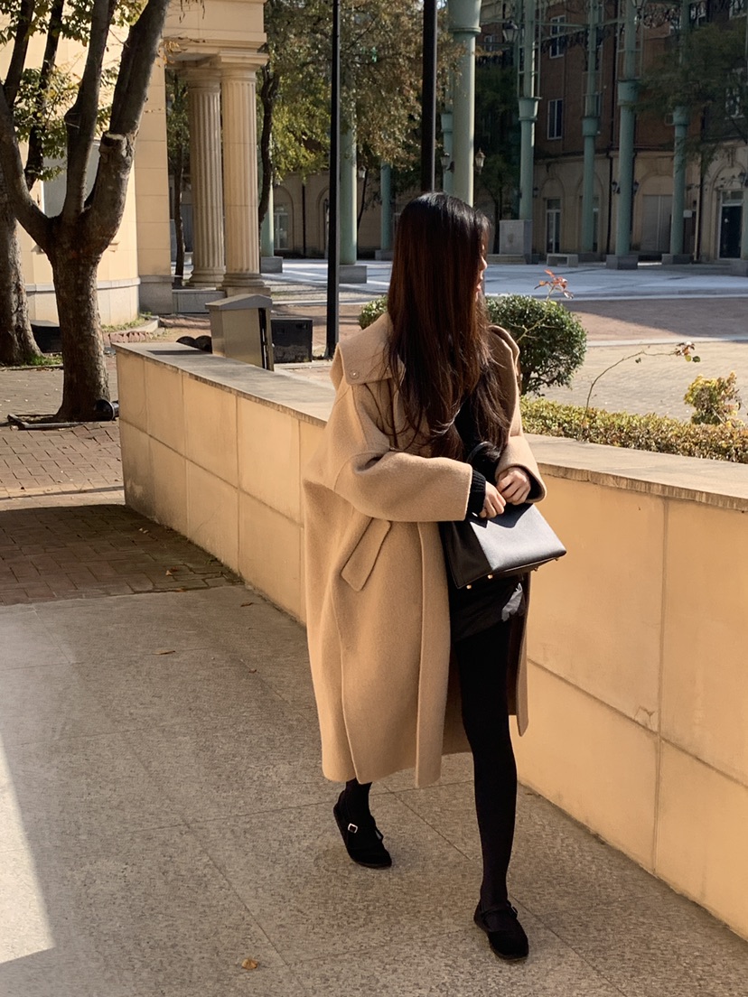 LOGARDEN東大門㊣直郵女裝新品25秋冬休閑中長款大衣羊駝毛LO GARDEN中長款大衣