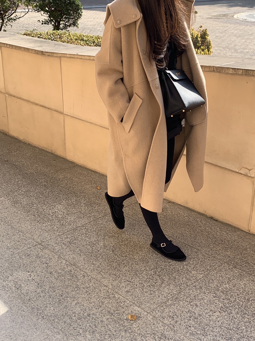 LOGARDEN東大門㊣直郵女裝新品25秋冬休閑中長款大衣羊駝毛LO GARDEN中長款大衣