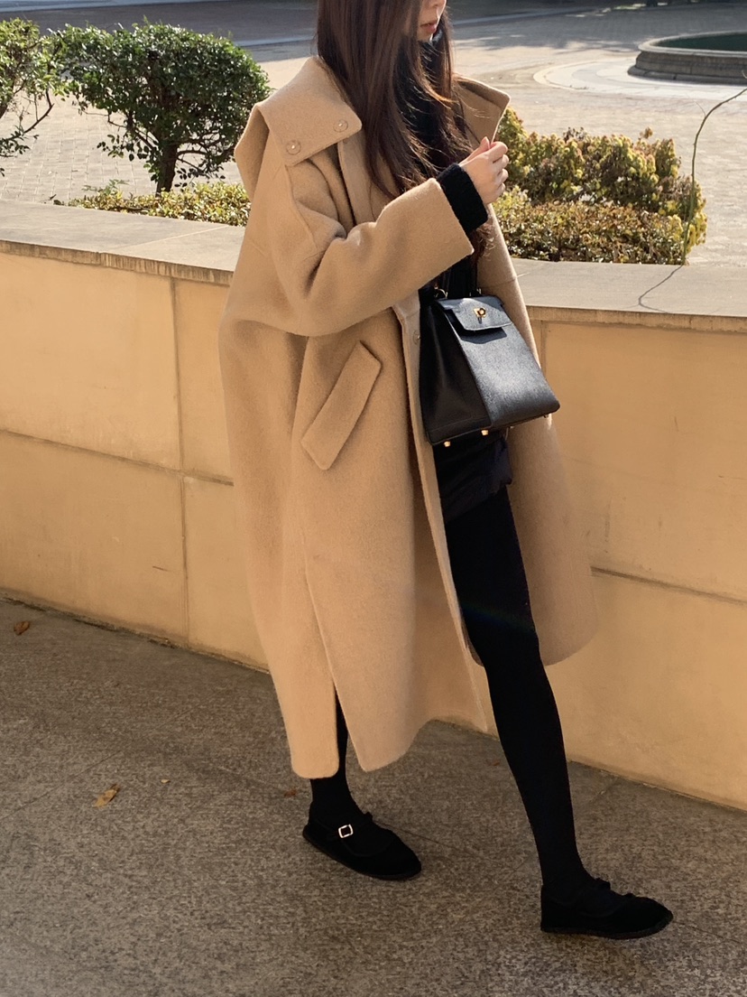 LOGARDEN東大門㊣直郵女裝新品25秋冬休閑中長款大衣羊駝毛LO GARDEN中長款大衣