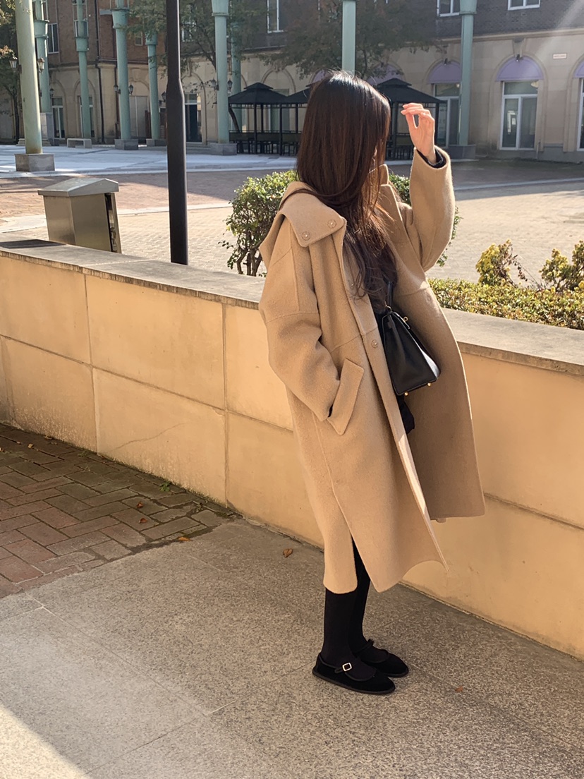 LOGARDEN東大門㊣直郵女裝新品25秋冬休閑中長款大衣羊駝毛LO GARDEN中長款大衣