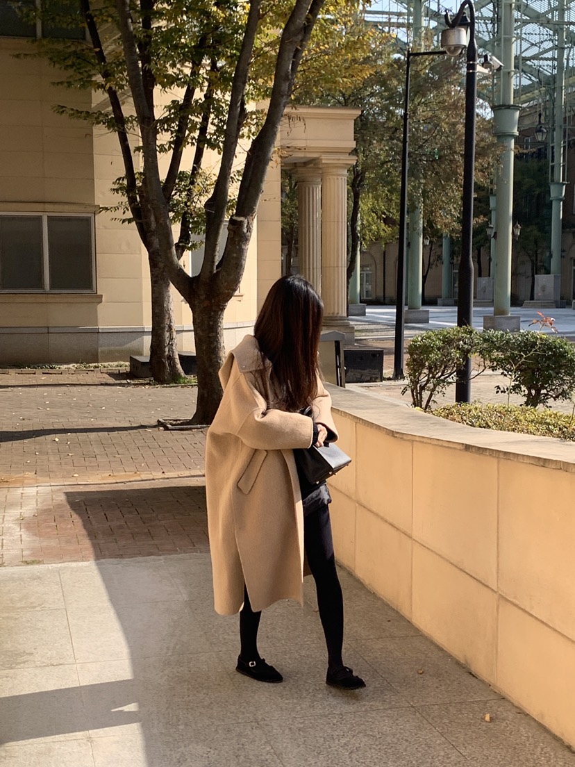 LOGARDEN東大門㊣直郵女裝新品25秋冬休閑中長款大衣羊駝毛LO GARDEN中長款大衣