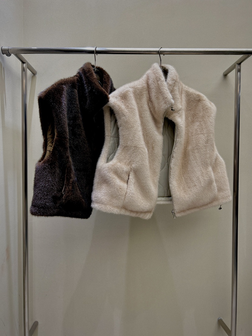 LATTE-P東大門㊣代購女裝新款職業熱賣真品25秋冬馬甲毛皮雙面LATTE-P馬甲