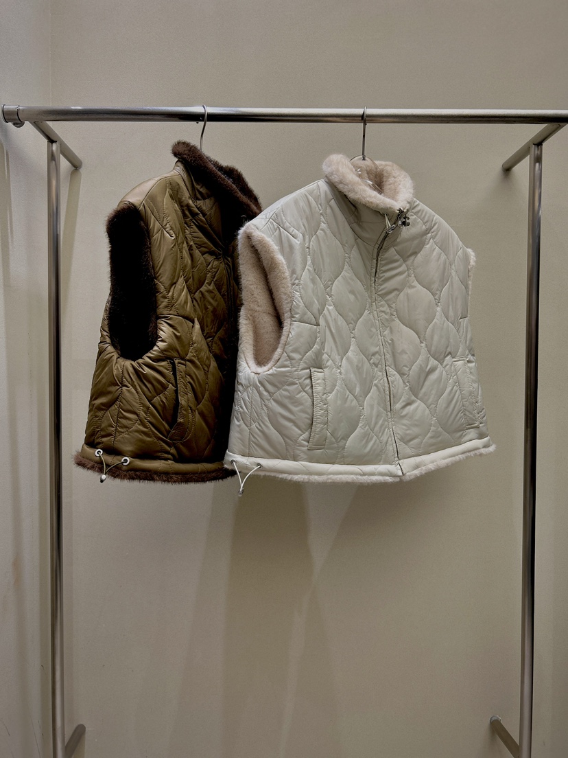 LATTE-P東大門㊣代購女裝新款職業熱賣真品25秋冬馬甲毛皮雙面LATTE-P馬甲