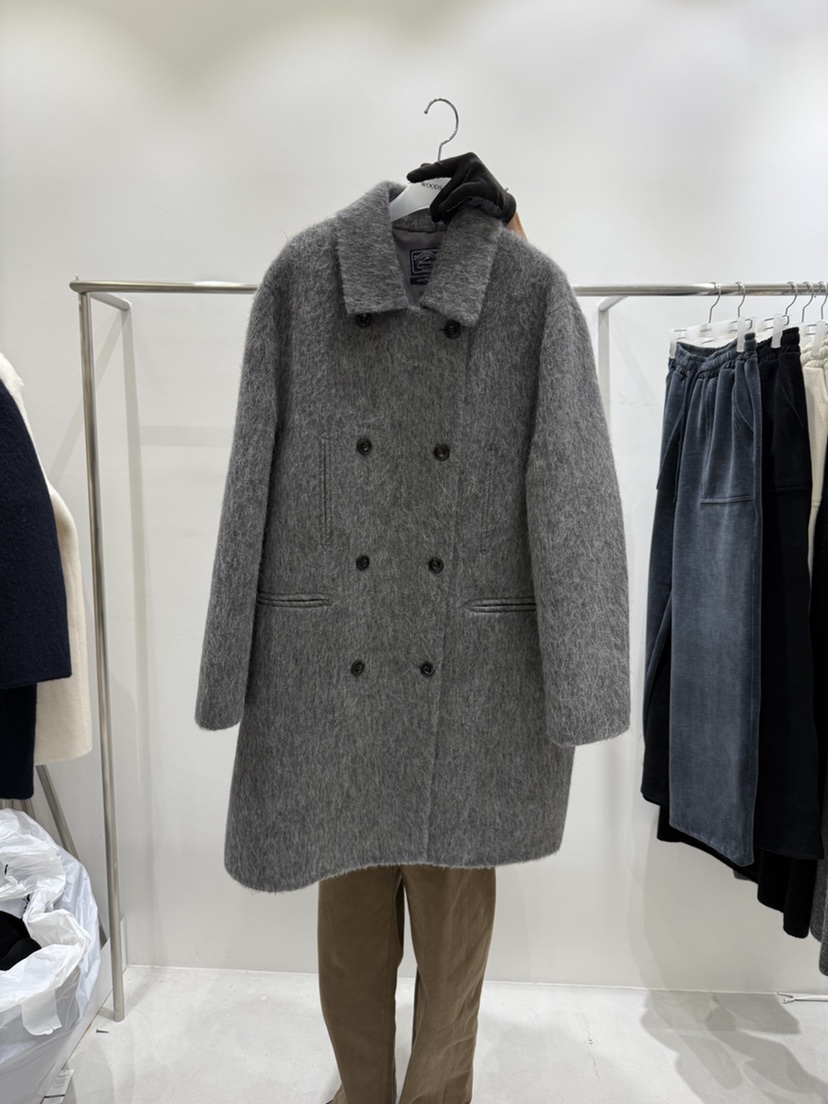 WOOD SAGE韓國直郵㊣女士新品職業時尚中長款大衣羊駝毛毛絨WOOD SAGE中長款大衣圖色1