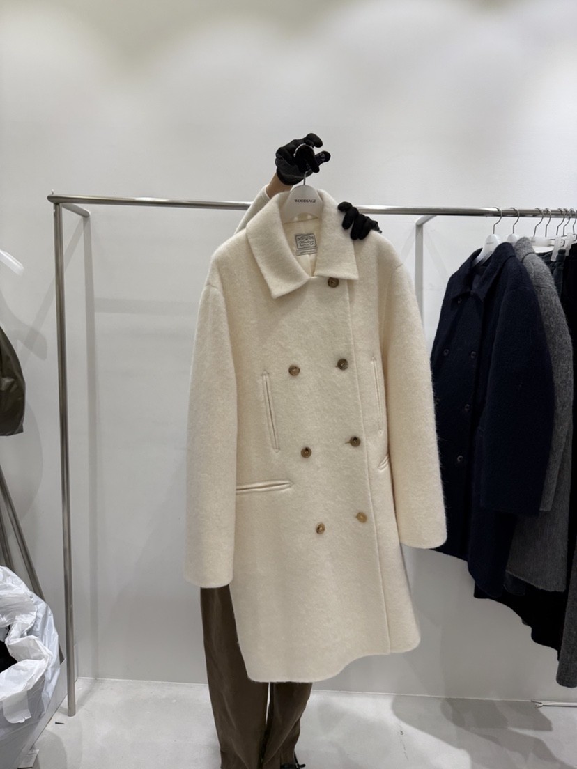 WOOD SAGE韓國直郵㊣女士新品職業時尚中長款大衣羊駝毛毛絨WOOD SAGE中長款大衣圖色2