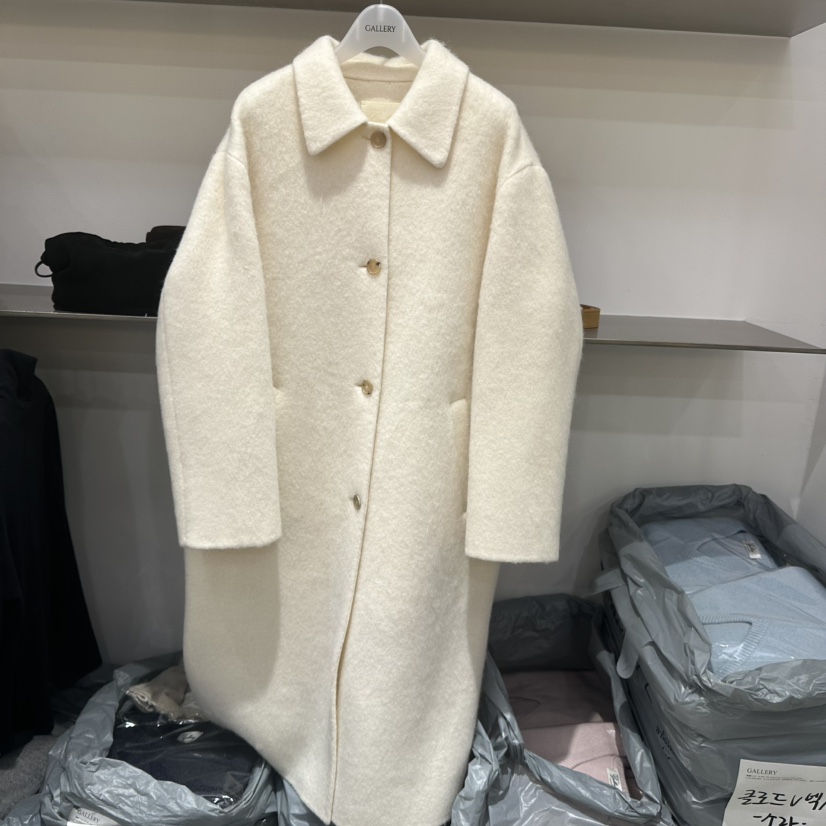 GALLERY-P東大門㊣直郵女裝新款真品中長款大衣羊駝毛手工GALLERY-P中長款大衣圖色1