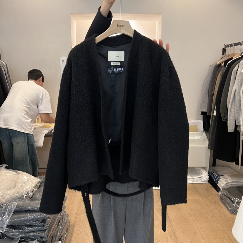 LA MAGIE FEMME韓國代購㊣女裝新品熱賣休閑真品短款大衣Lamagie Femme短款大衣圖色3