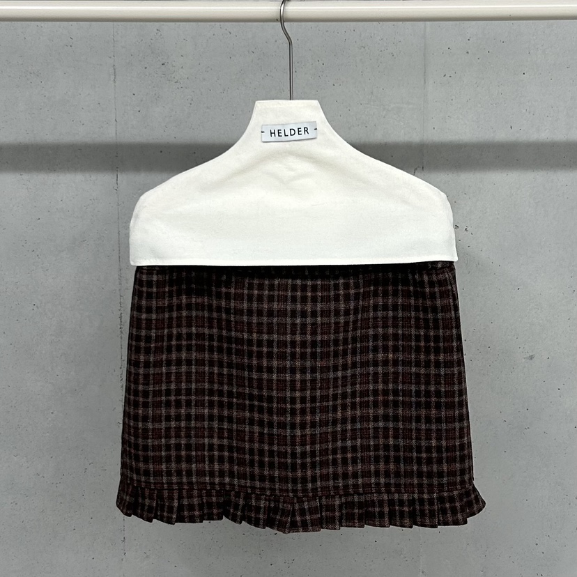 HELDER-P東大門㊣代購女裝新品推薦休閑人氣短裙羊毛混紡格子HELDER短裙圖色1棕色