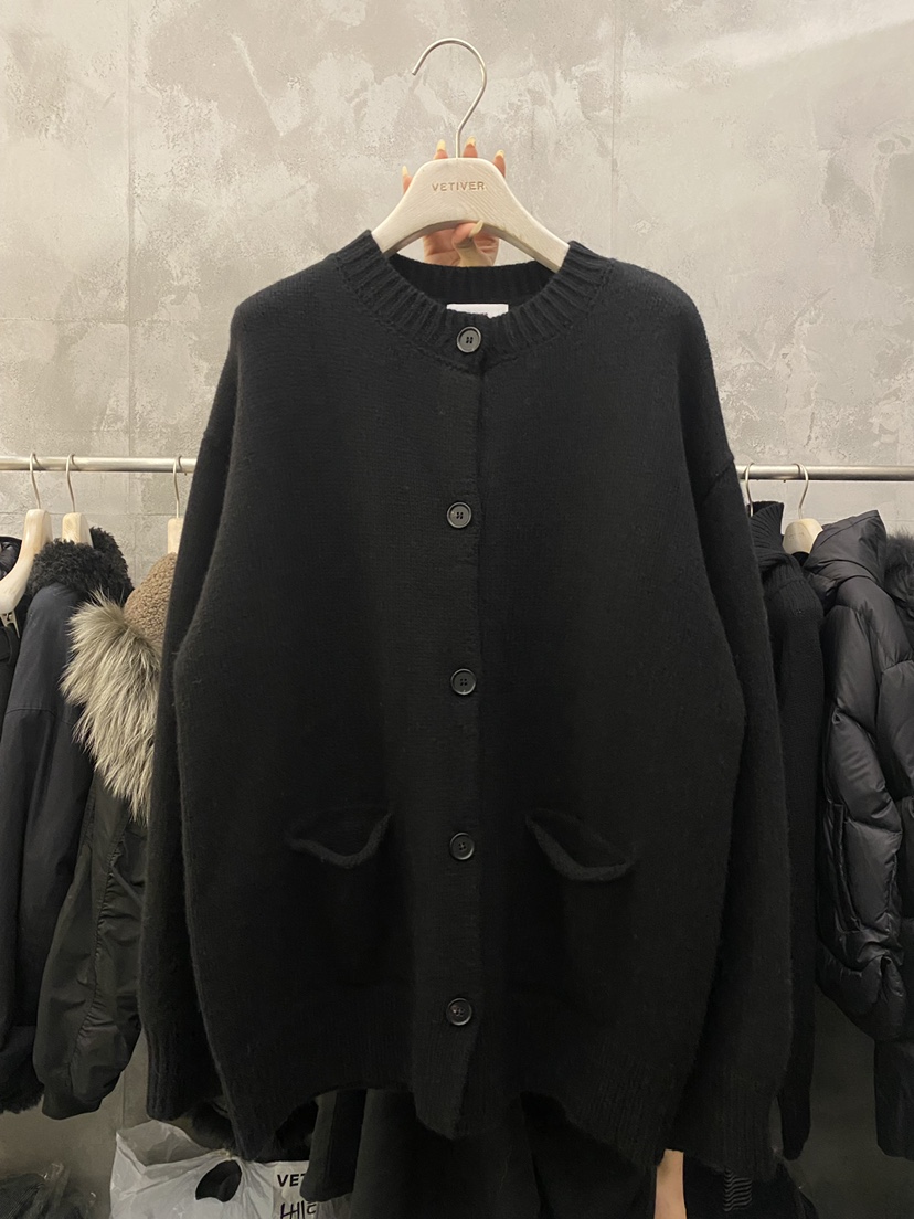 THE VETIVER-A東大門㊣代購女裝新品休閑職業針織衫羊毛口袋VETIVER針織衫圖色2黑色