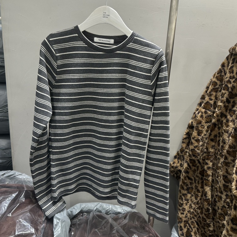 THE SECOND GROW東大門㊣直郵女士新款職業時尚針織衫條紋THE SECOND GROW針織衫圖色1