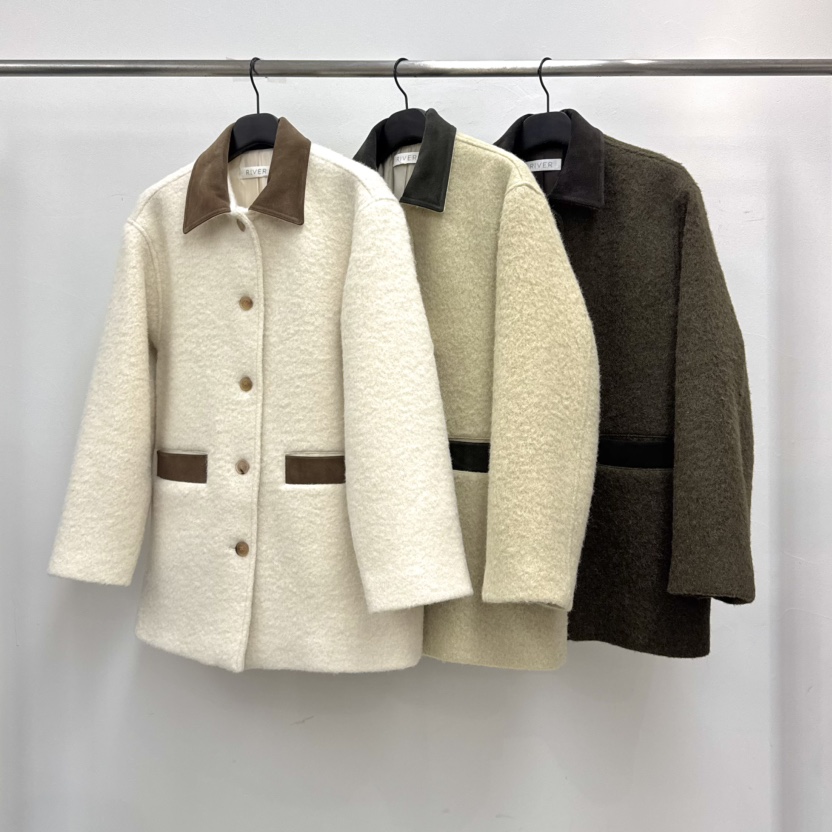 RIVER東大門㊣代購女士新款職業真品休閑熱賣25秋冬短款大衣羊駝WATER/RIVER短款大衣