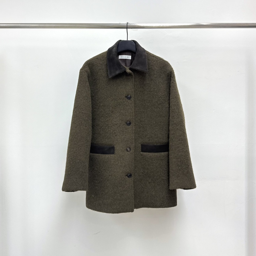 RIVER東大門㊣代購女士新款職業真品休閑熱賣25秋冬短款大衣羊駝WATER/RIVER短款大衣圖色3