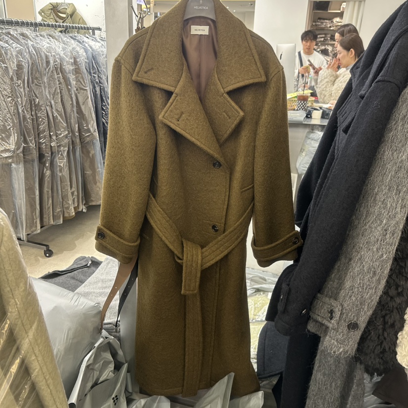 HELVETICA東大門㊣實拍女裝新款休閑推薦人氣中長款大衣含腰帶HELVETICA中長款大衣圖色1