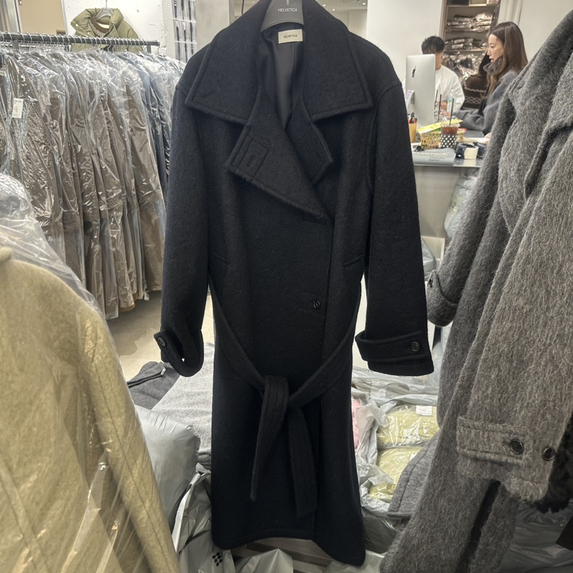 HELVETICA東大門㊣實拍女裝新款休閑推薦人氣中長款大衣含腰帶HELVETICA中長款大衣圖色2