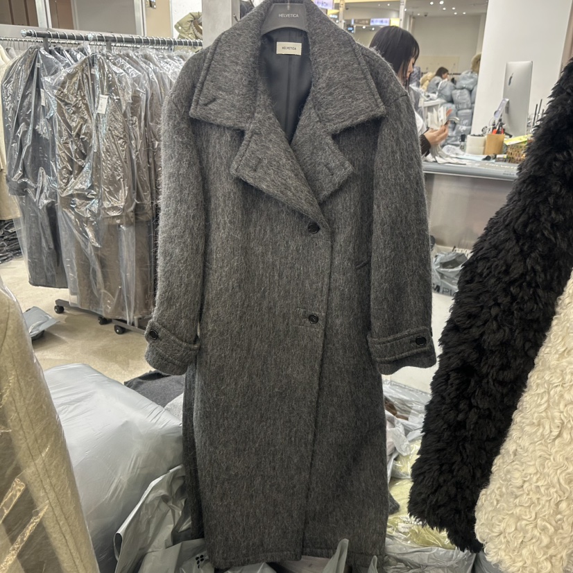 HELVETICA東大門㊣實拍女裝新款休閑推薦人氣中長款大衣含腰帶HELVETICA中長款大衣圖色3