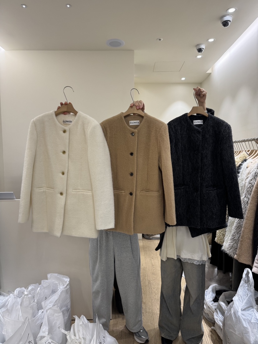 FLOWER-L韓國直郵㊣女士新品熱賣25秋冬職業人氣時尚短款大衣FLOWER-L短款大衣