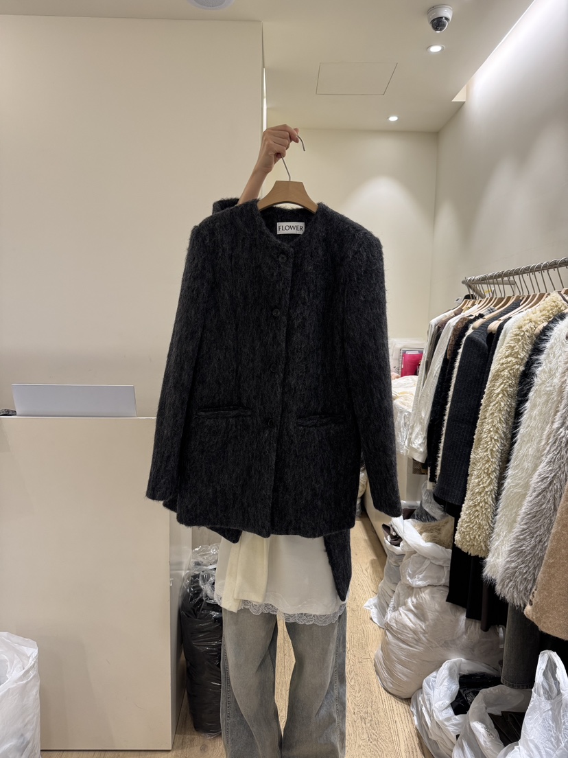 FLOWER-L韓國直郵㊣女士新品熱賣25秋冬職業人氣時尚短款大衣FLOWER-L短款大衣圖色2