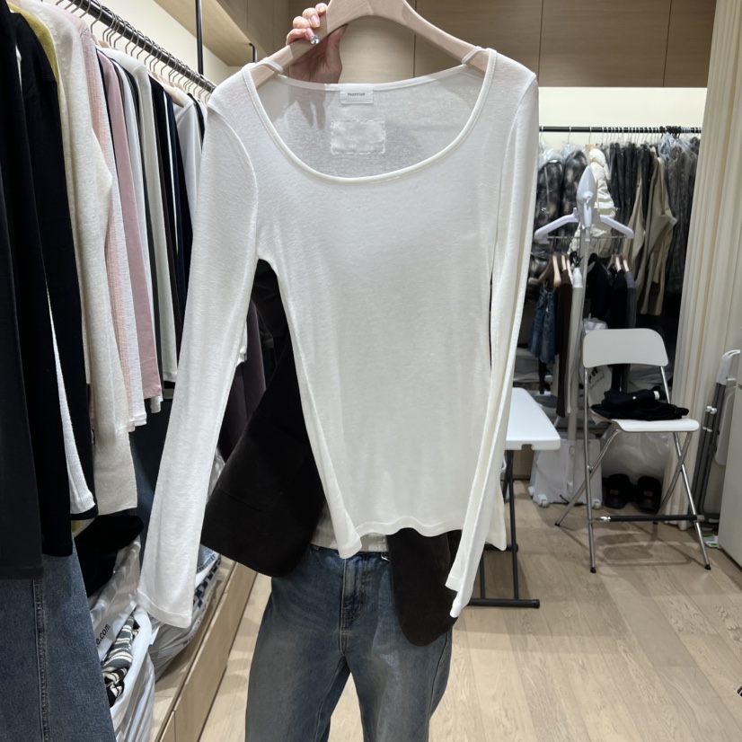 MEMOIRE韓國直郵㊣女裝新款熱賣推薦人氣時尚職業長袖T恤羊毛MEMOIRE長袖T恤圖色1