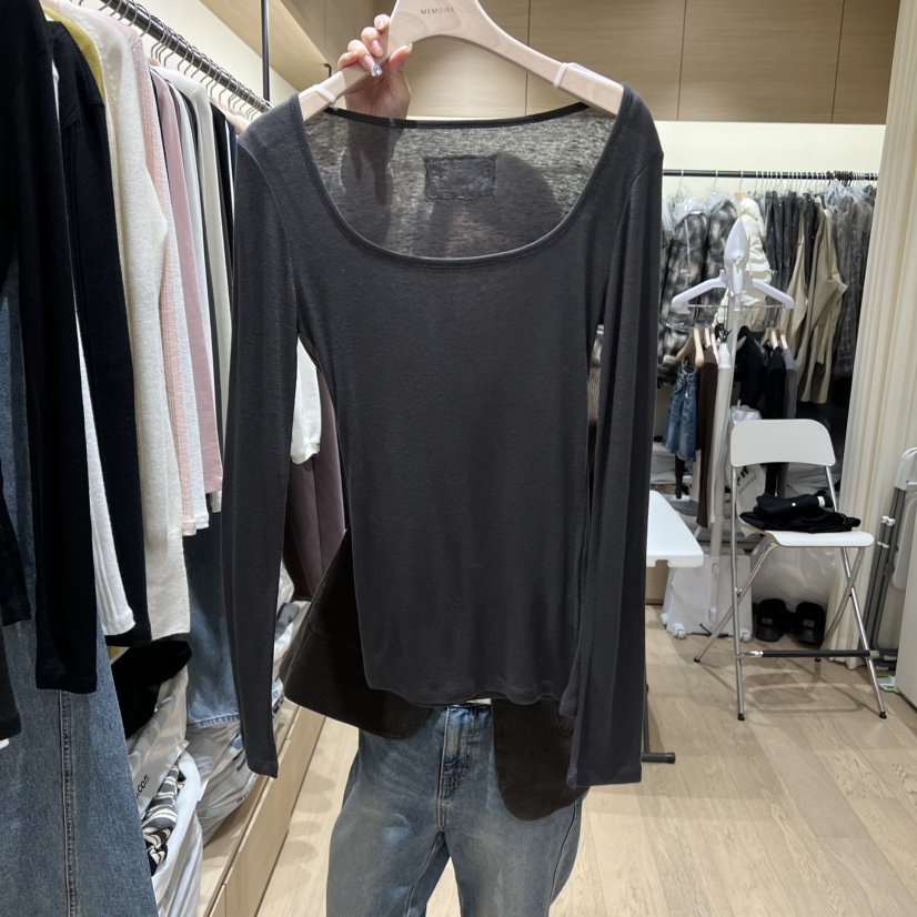 MEMOIRE韓國直郵㊣女裝新款熱賣推薦人氣時尚職業長袖T恤羊毛MEMOIRE長袖T恤圖色2