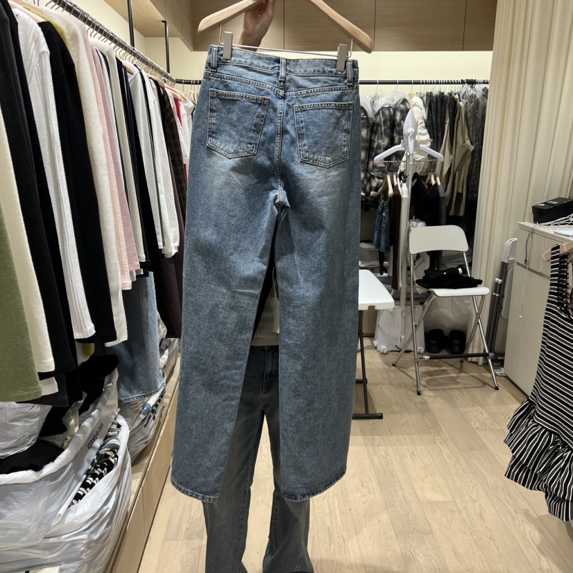 MEMOIRE韓國直郵㊣女士新品休閑人氣熱賣推薦時尚牛仔褲闊腿褲MEMOIRE牛仔褲