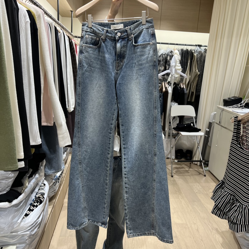 MEMOIRE韓國直郵㊣女士新品休閑人氣熱賣推薦時尚牛仔褲闊腿褲MEMOIRE牛仔褲圖色1