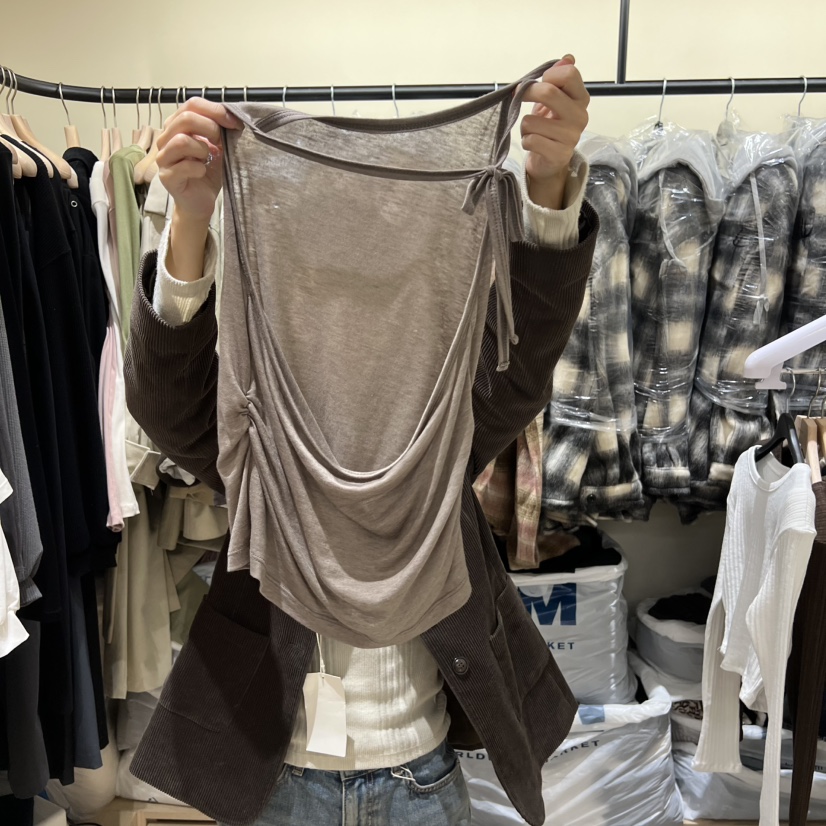 MEMOIRE韓國代購㊣女士新品推薦時尚人氣25秋冬真品吊帶背心MEMOIRE吊帶/背心圖色1