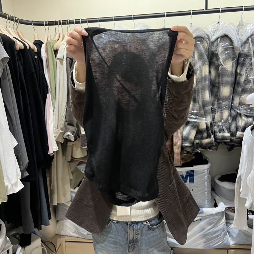 MEMOIRE韓國代購㊣女士新品推薦時尚人氣25秋冬真品吊帶背心MEMOIRE吊帶/背心圖色2