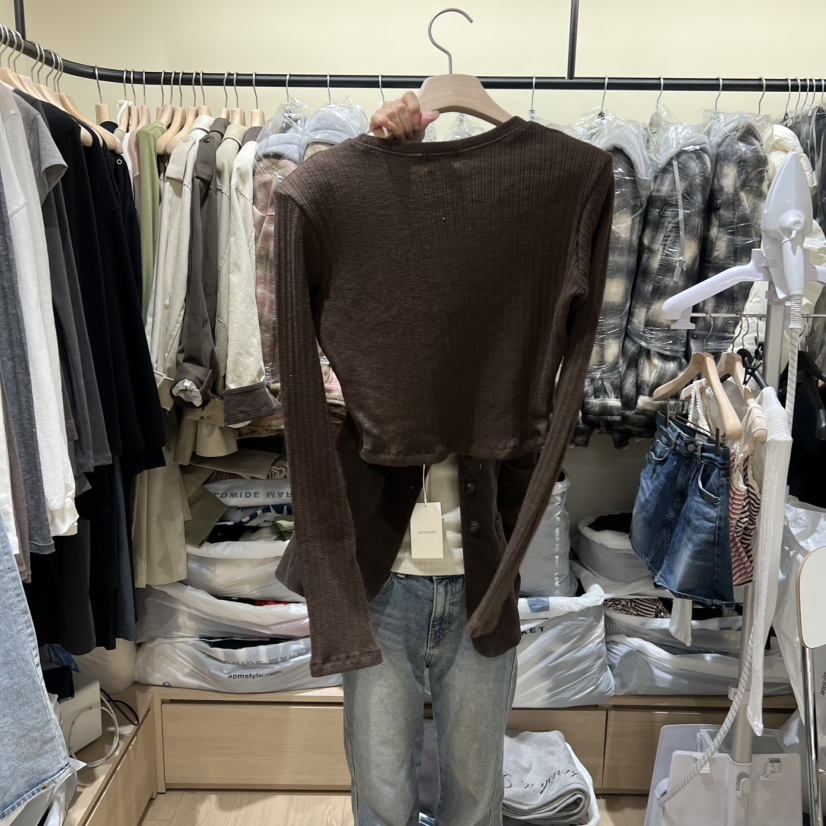 MEMOIRE韓國代購㊣女裝新款時尚推薦職業25秋冬休閑長袖T恤MEMOIRE長袖T恤