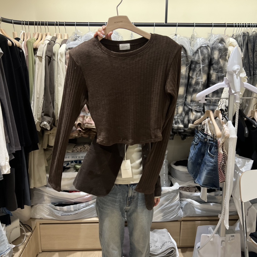 MEMOIRE韓國代購㊣女裝新款時尚推薦職業25秋冬休閑長袖T恤MEMOIRE長袖T恤圖色1
