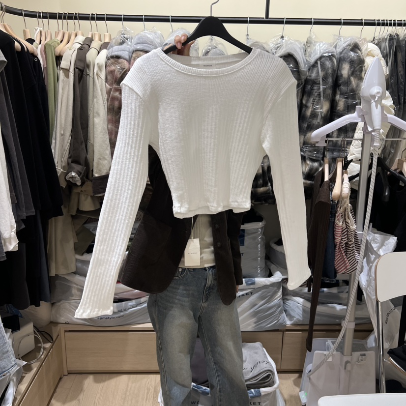 MEMOIRE韓國代購㊣女裝新款時尚推薦職業25秋冬休閑長袖T恤MEMOIRE長袖T恤圖色2