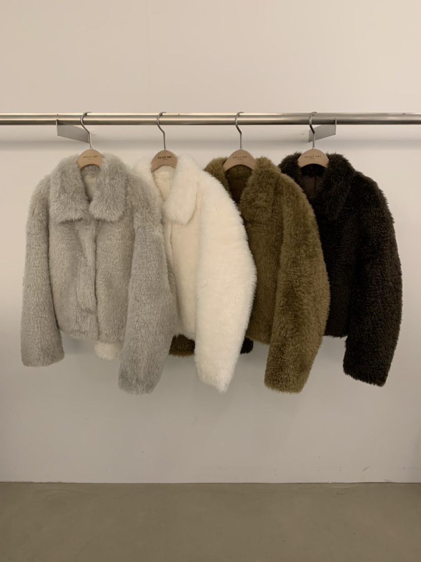 UNDER KEY韓國直郵㊣女士新品25秋冬真品短款大衣抓絨保暖UNDER KEY短款大衣