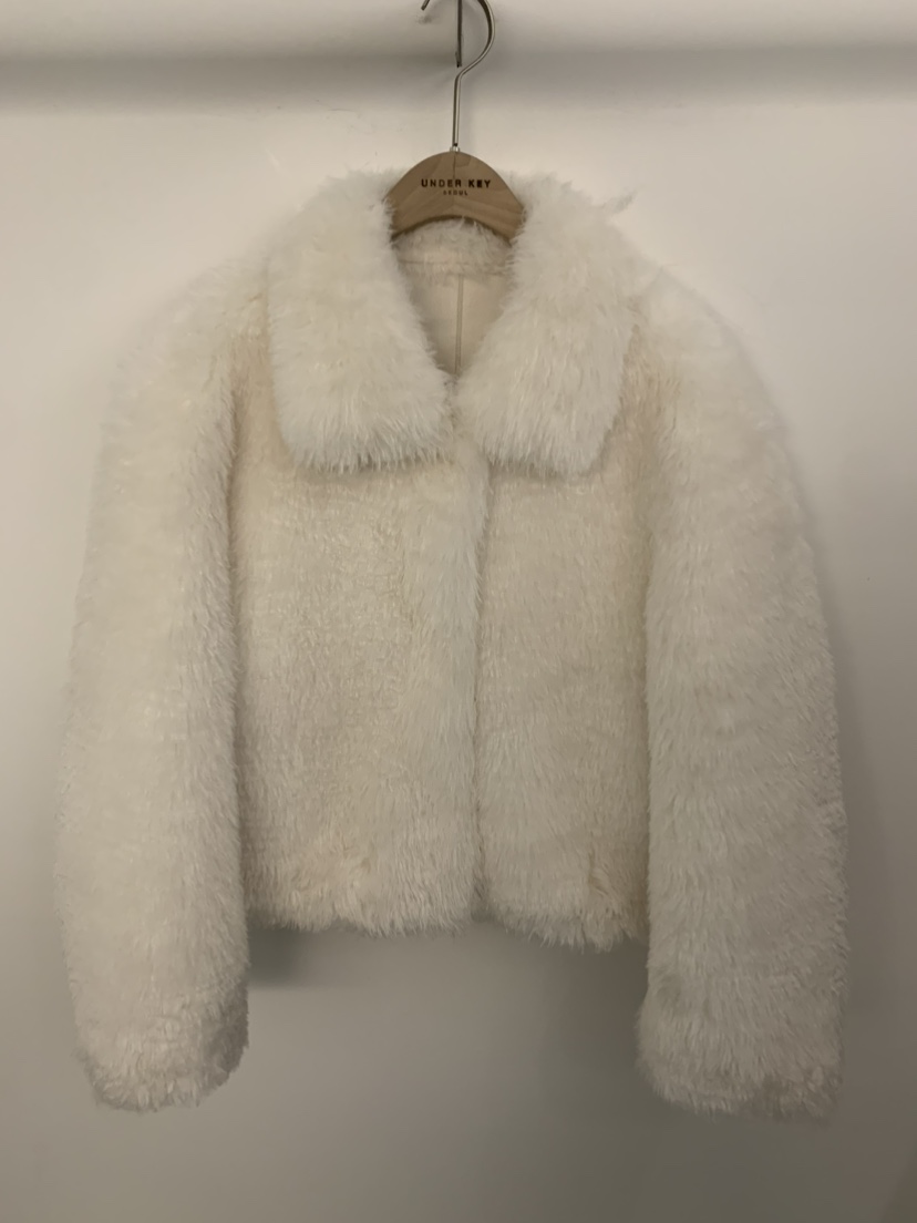 UNDER KEY韓國直郵㊣女士新品25秋冬真品短款大衣抓絨保暖UNDER KEY短款大衣圖色2