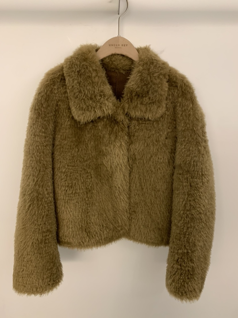 UNDER KEY韓國直郵㊣女士新品25秋冬真品短款大衣抓絨保暖UNDER KEY短款大衣圖色3