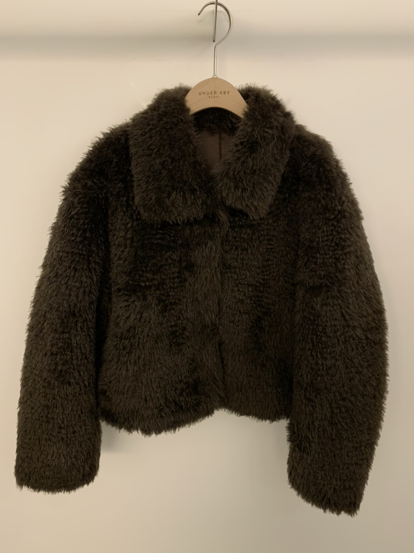 UNDER KEY韓國直郵㊣女士新品25秋冬真品短款大衣抓絨保暖UNDER KEY短款大衣圖色4