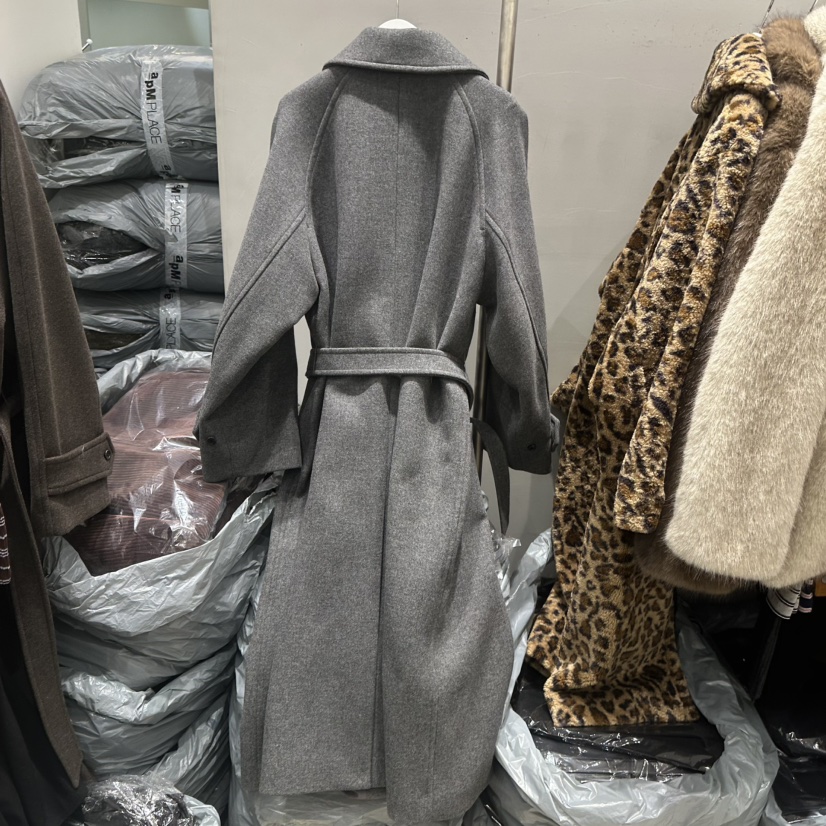 THE SECOND GROW韓國代購㊣女士新款25秋冬中長款大衣含腰帶THE SECOND GROW中長款大衣