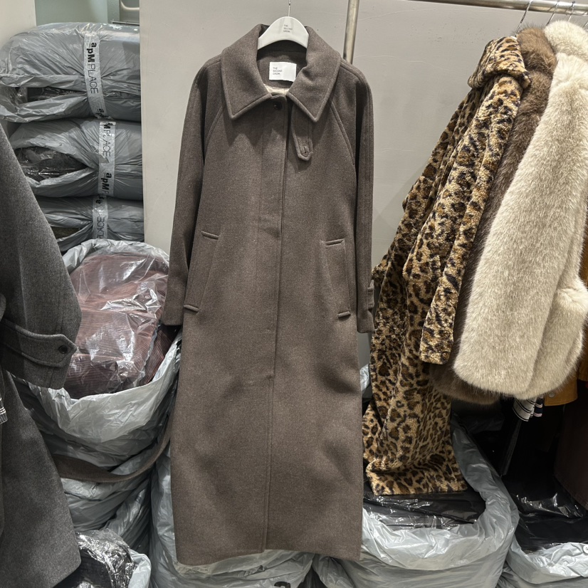 THE SECOND GROW韓國代購㊣女士新款25秋冬中長款大衣含腰帶THE SECOND GROW中長款大衣圖色2