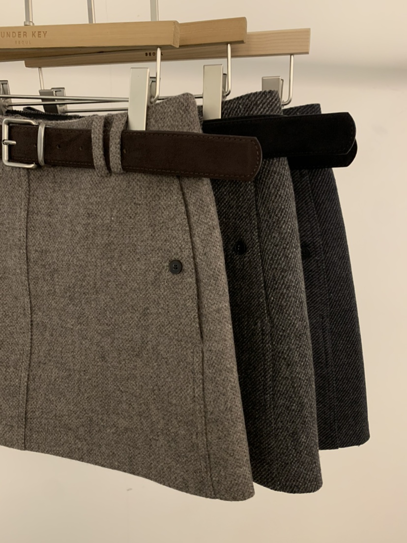 UNDER KEY韓國直郵㊣女裝新款25秋冬職業推薦裙褲含腰帶羊毛UNDER KEY裙褲