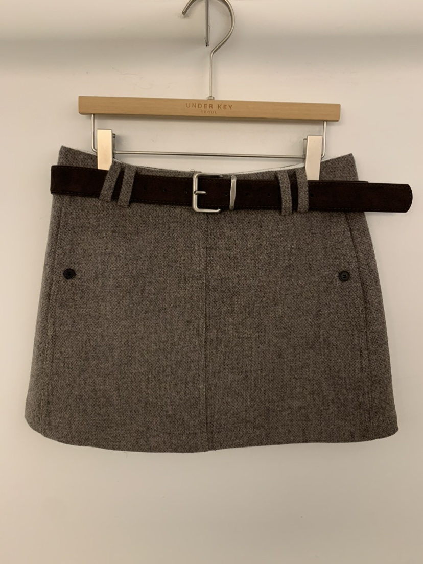 UNDER KEY韓國直郵㊣女裝新款25秋冬職業推薦裙褲含腰帶羊毛UNDER KEY裙褲圖色1
