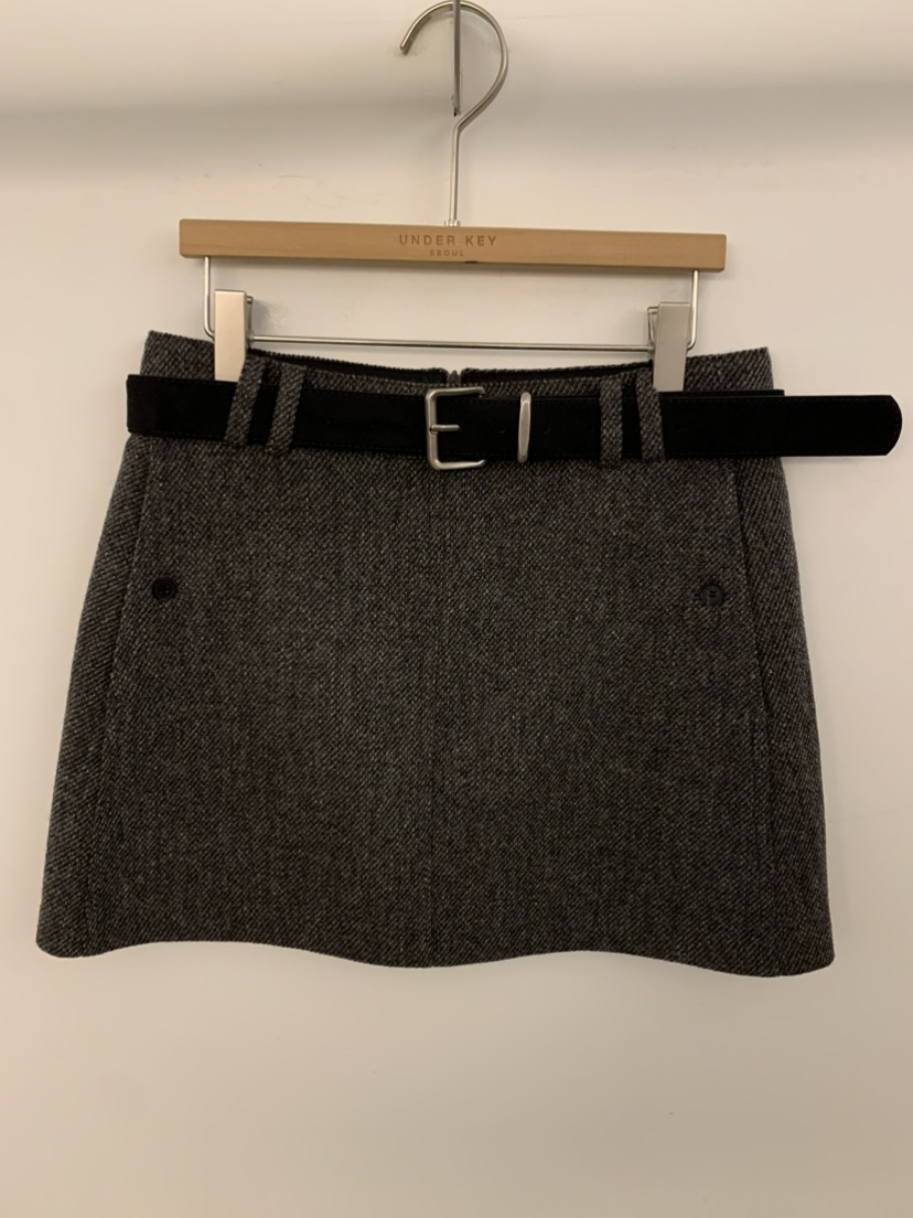 UNDER KEY韓國直郵㊣女裝新款25秋冬職業推薦裙褲含腰帶羊毛UNDER KEY裙褲圖色2灰色