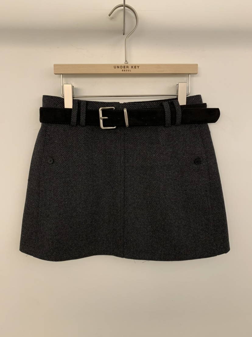 UNDER KEY韓國直郵㊣女裝新款25秋冬職業推薦裙褲含腰帶羊毛UNDER KEY裙褲圖色3墨色